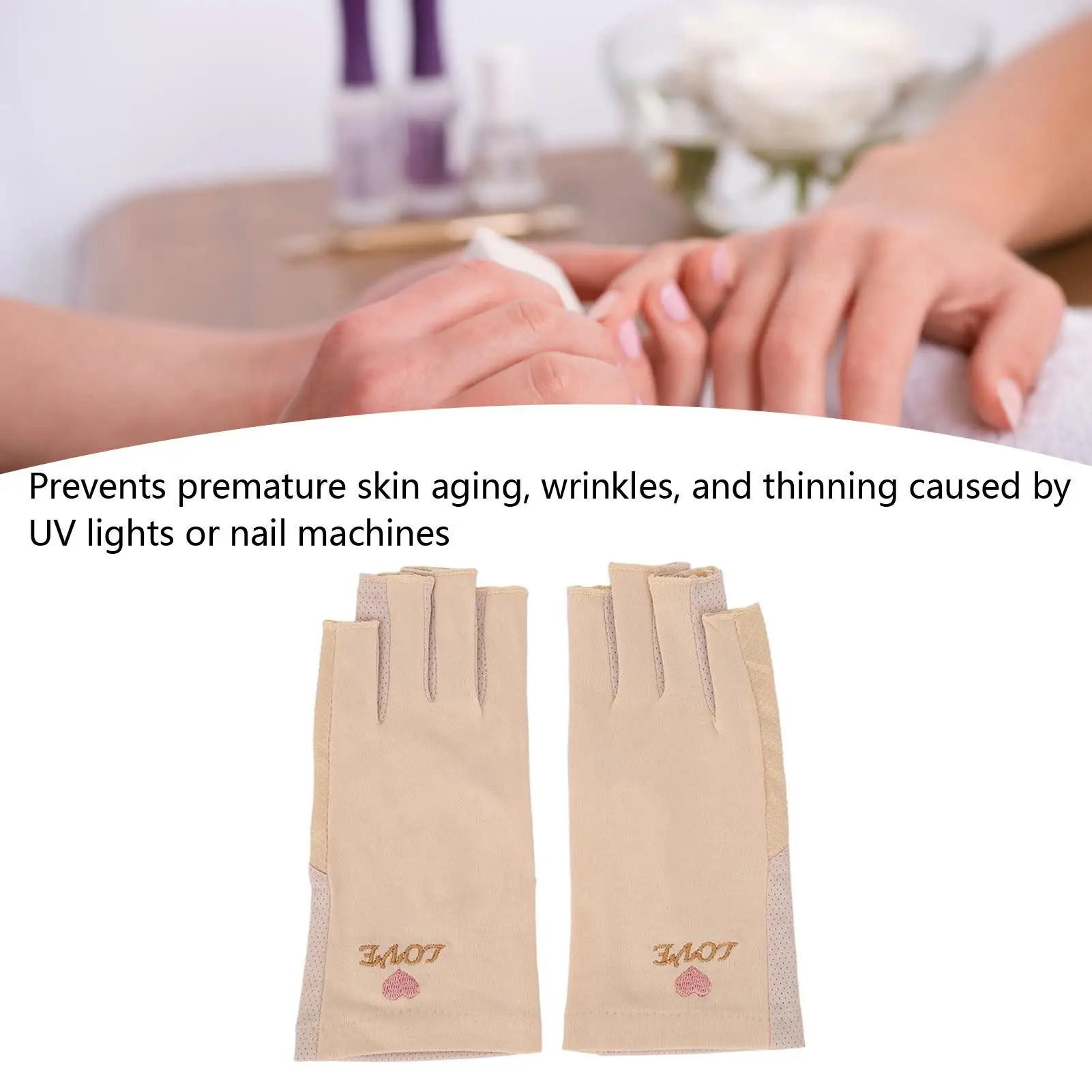 Stretchy UV Protection Fingerless Manicure Gloves - Breathable Cotton Nail Lamp Accessories for home & Salon