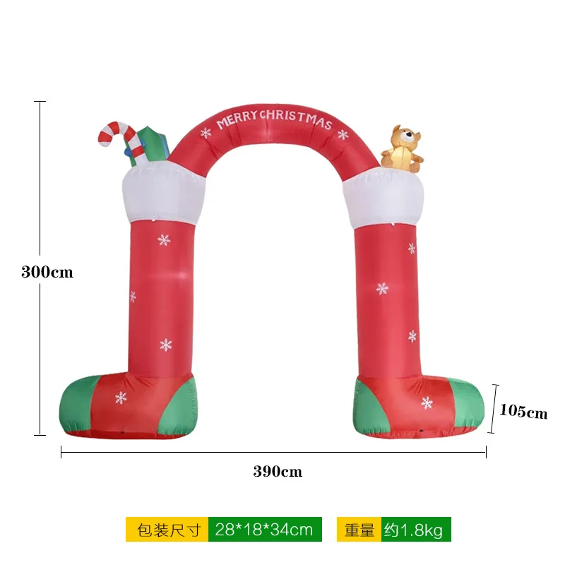 10-polige Weihnachts-Schlauchboote, Torbogen-Außendekorationen, Frohe Weihnachten, Bogen, aufblasbare Hofdekorationen, Weihnachtsdekoration