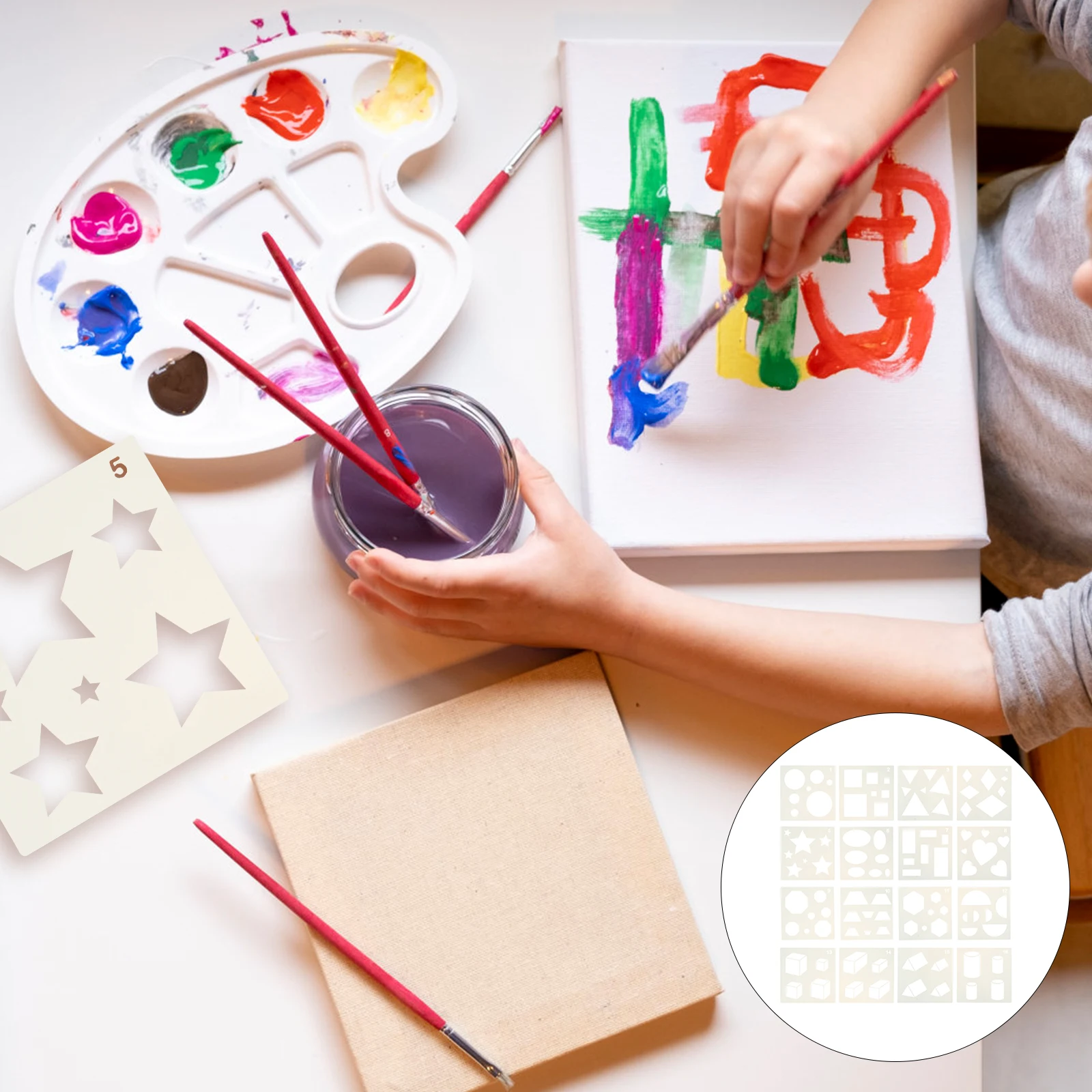 16Pcs Math Shape Stencils Geometric Painting Templates for Crafts Learning Tracing Drawing Tools for Kids