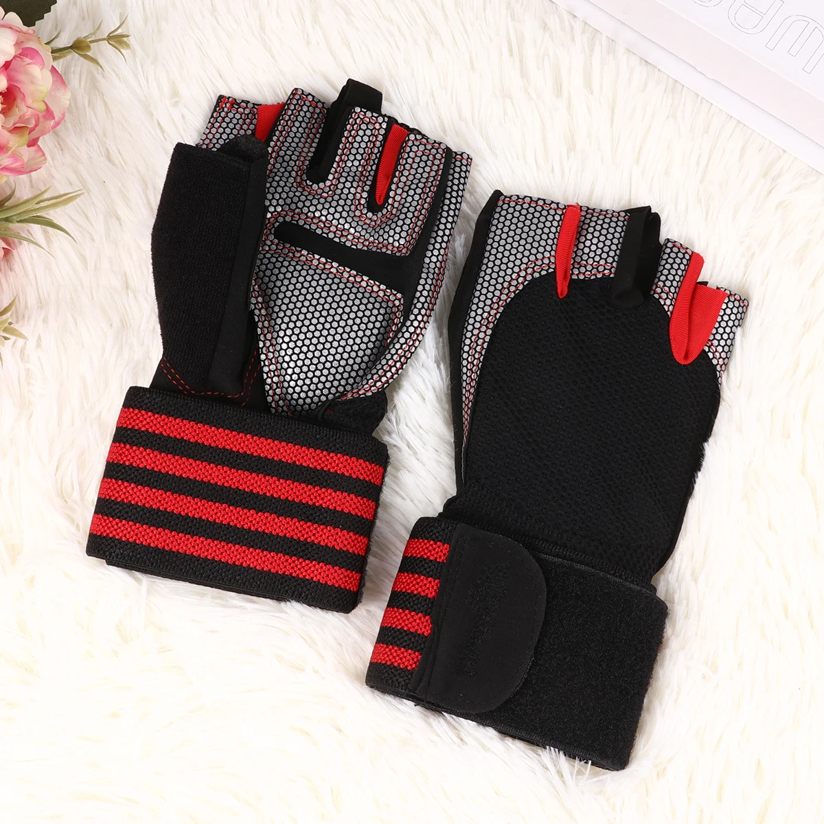 

Finger Vents Gloves for Training Sports Weightlifting Half Outdoor Fitness Anti Slip Palm Design Breathable Sweat Absorbing