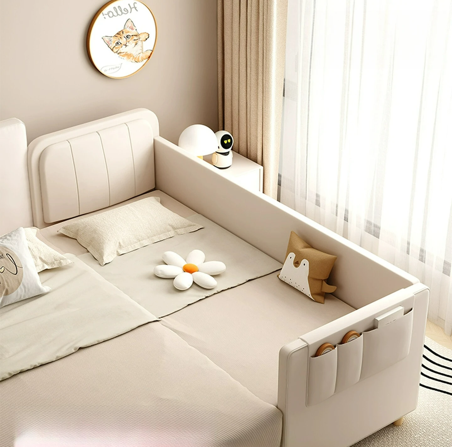 Customizable Soft Bag Splicing Artifact Baby Bedside Widened Splicing Bed Adults Guardrail Solid Wood Children's Bedside Bed