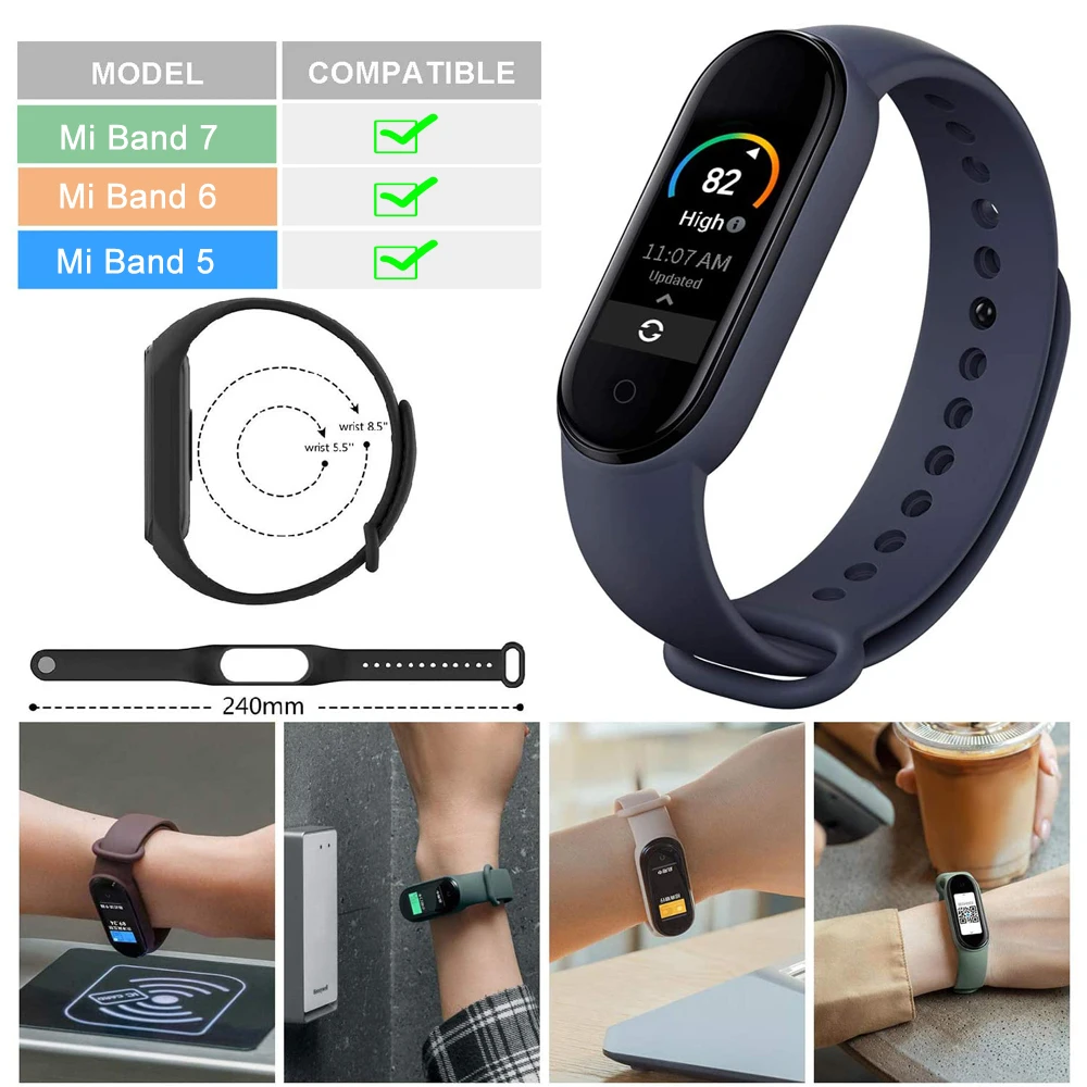 YAYUU Correa de muñeca de silicona para Xiaomi Mi Band 7 6 5 4 3 Correa de repuesto deportiva para Mi Band 7 6 5 4 Pulsera