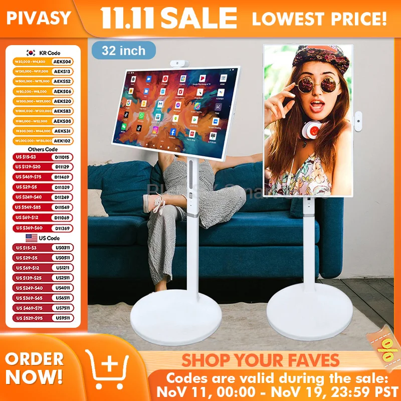 موبايل 32 بوصة بطارية أندرويد تلفزيون ذكي الاستماع بحرية للتدوير شاشة تعمل باللمس المنقولة المحمولة مخرج كاميرا 12MP اللوحي لايف