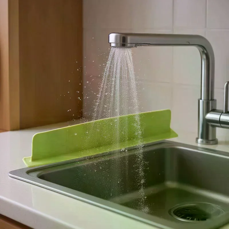 1pcs Silicone Kitchen Sink Water Splash Guard Washing Basin Anti-splash Stopper Waterproof Splatter Screen Bar Anti-water Board view 5