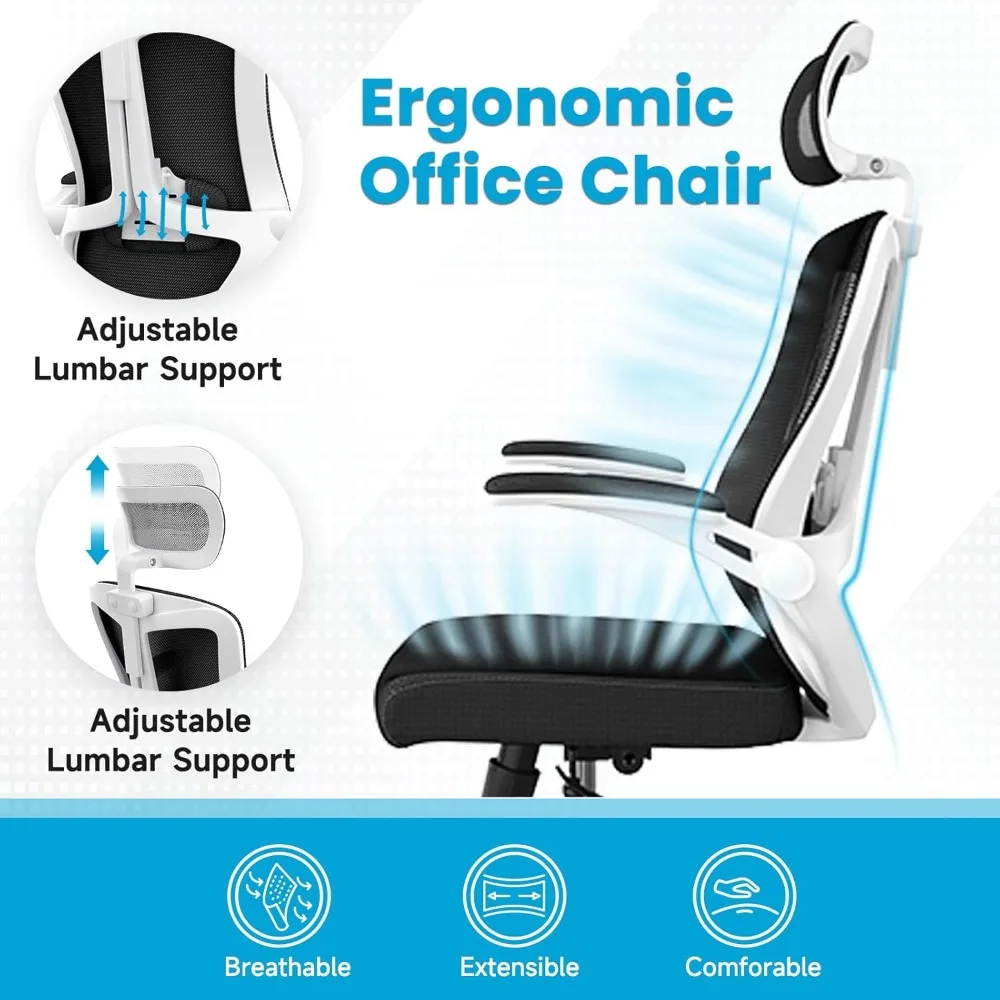 Ergonomic Office Chair - Comfy Desk Chairs with Wheels and Arms, 400LB Heavy Duty Mesh Computer Chairs