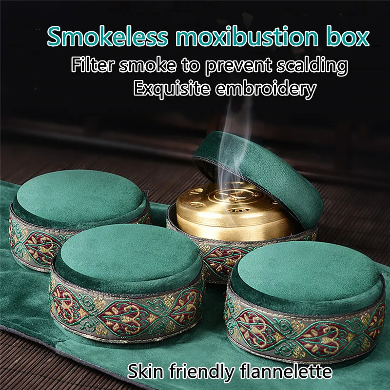 Home pure copper smokeless moxibustion box Burner Box Acupuncture Relaxation Roller Stick for  Roll Stick Acupoint Massage