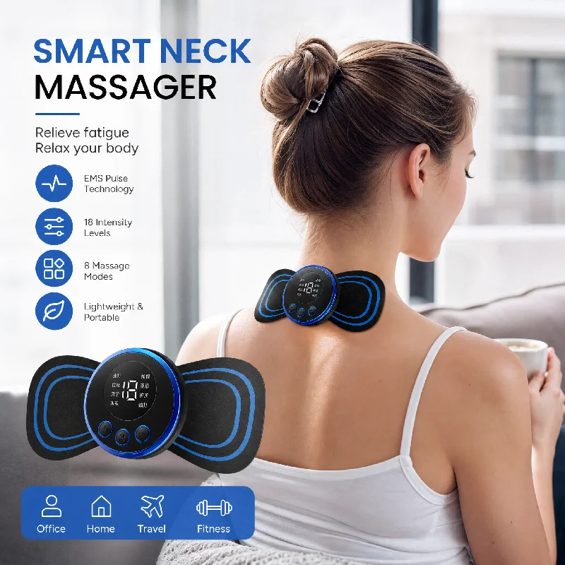 EMS Pulse Neck Massager Mini Cervical Back Muscle Stimulator Portable Pain Relief Health Care Tool