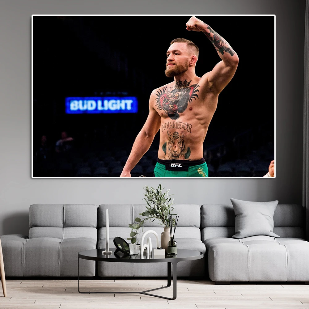 Boxing Champion Conor's Sitting In The Ring Canvas Painting Famous Sports Star Motivation Poster Gym Club Wall Art Room Decor