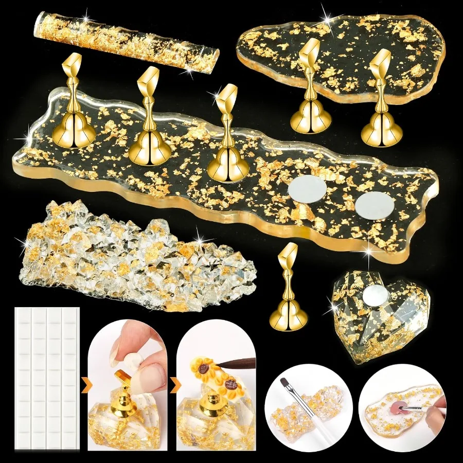 

Nail Stand for Press On Nails: 6pcs Nail Stand Set with 2X Magnetic Nail Holder for Painting Nails Display 40PCS False Finger H