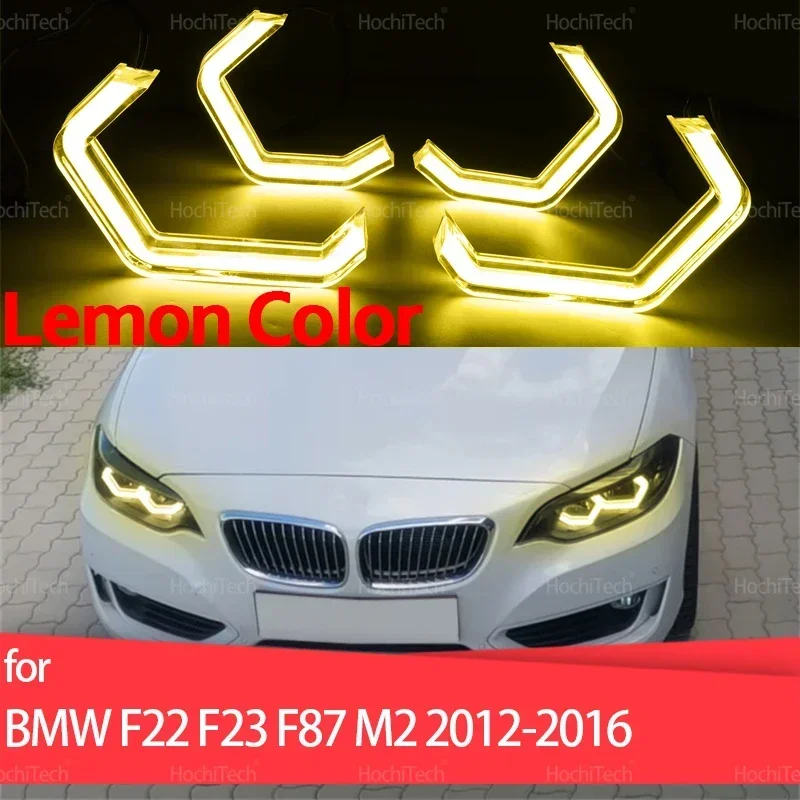 

Для BMW 2 серии F22 F23 F87 M2 2012 2013 2014 2015 2016 M4 Стиль 4 шт. лимонно-желтые светодиодные детали дневных ходовых огней Angel Eyes