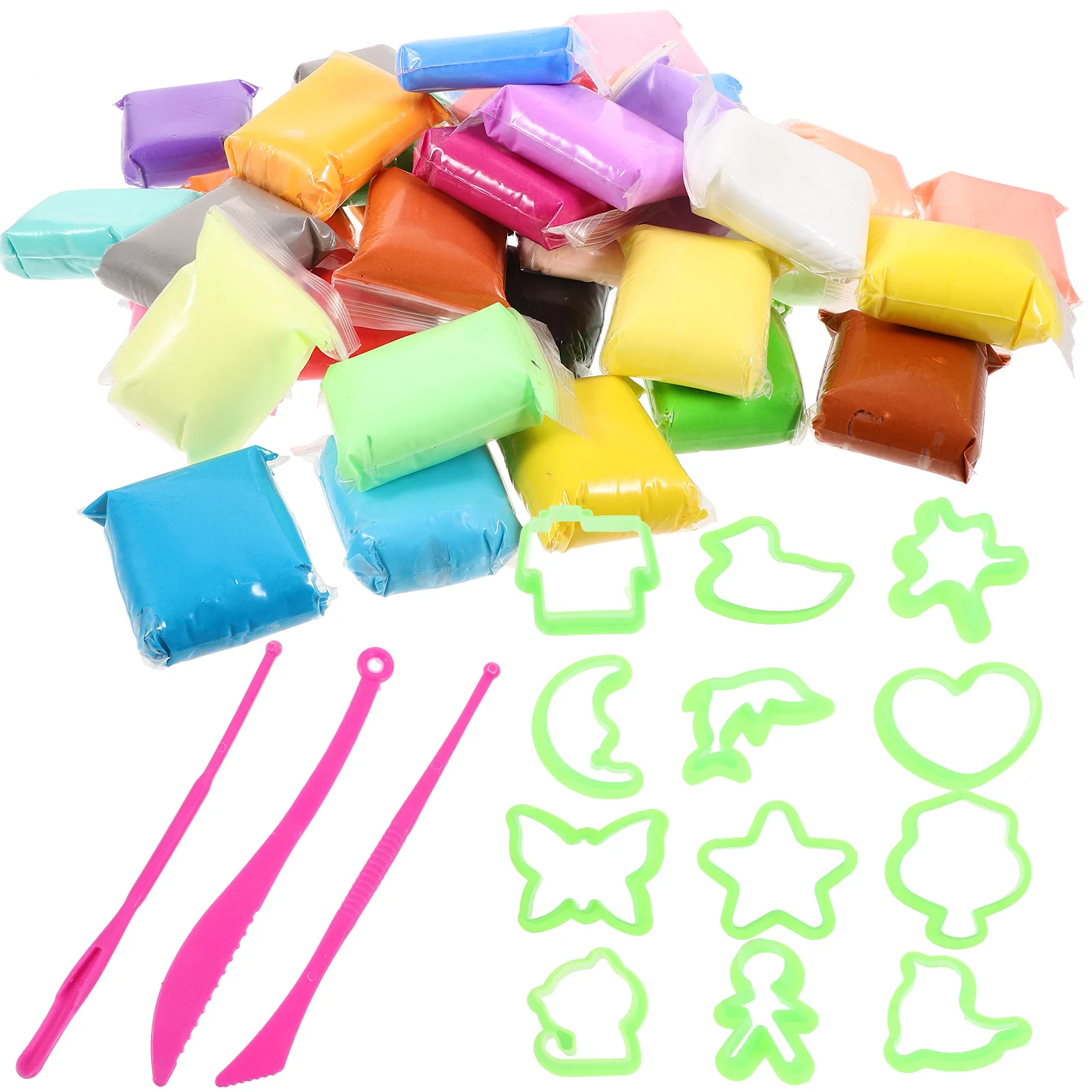 Ensemble de modélisation en argile polymère, Kit d'argile de couleur douce et brillante pour l'artisanat créatif, cadeau pour adolescent, accessoires de sculpture, 1 ensemble