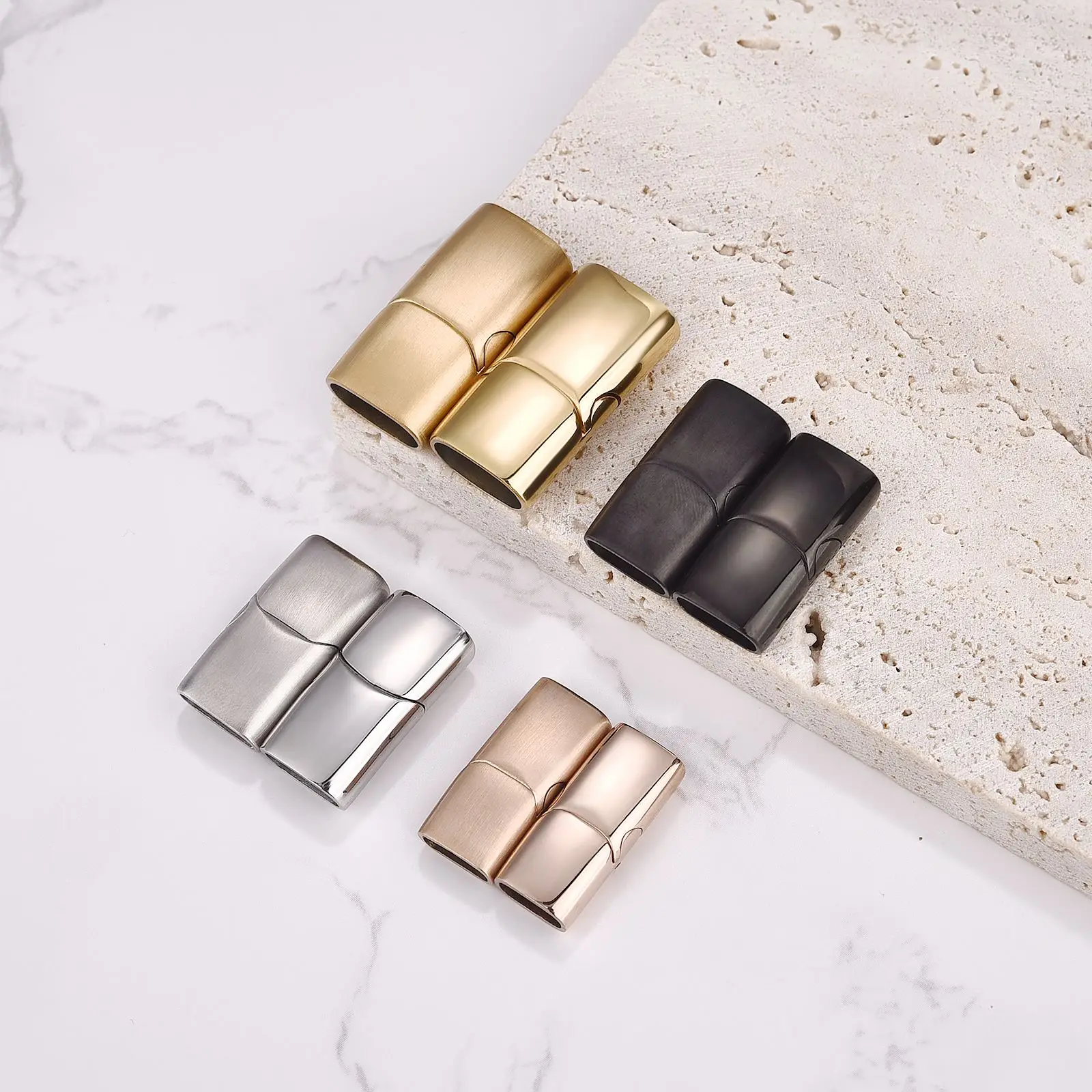 1pc Stainless Steel Magnetic Clasp Hole 4X8mm 5X10mm 6X12mm For Leather Cord Magnet Lace Buckle Bracelet Jewelry DIY Making