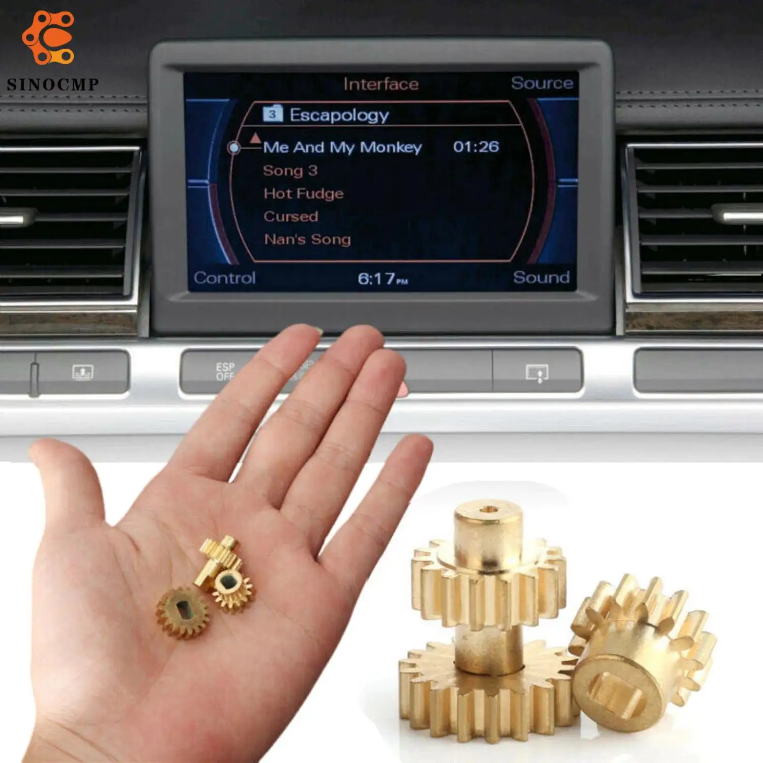 3Pcs Screen Mechanism Gear Replacement Set Kit 4E0857273D For Audi A8 S8 MMI 2003-2010 Cars Accessories