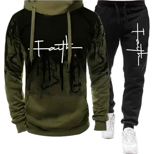 Faith Print Training Tatsache für Männer, Sweatshirts und Sweatshirts, Casual Sportswear, Custom Fashion Sets, Plus Size, Herbst, 2 PCs 8 Hauptverkäufe mit großer Größe von Herren - №3