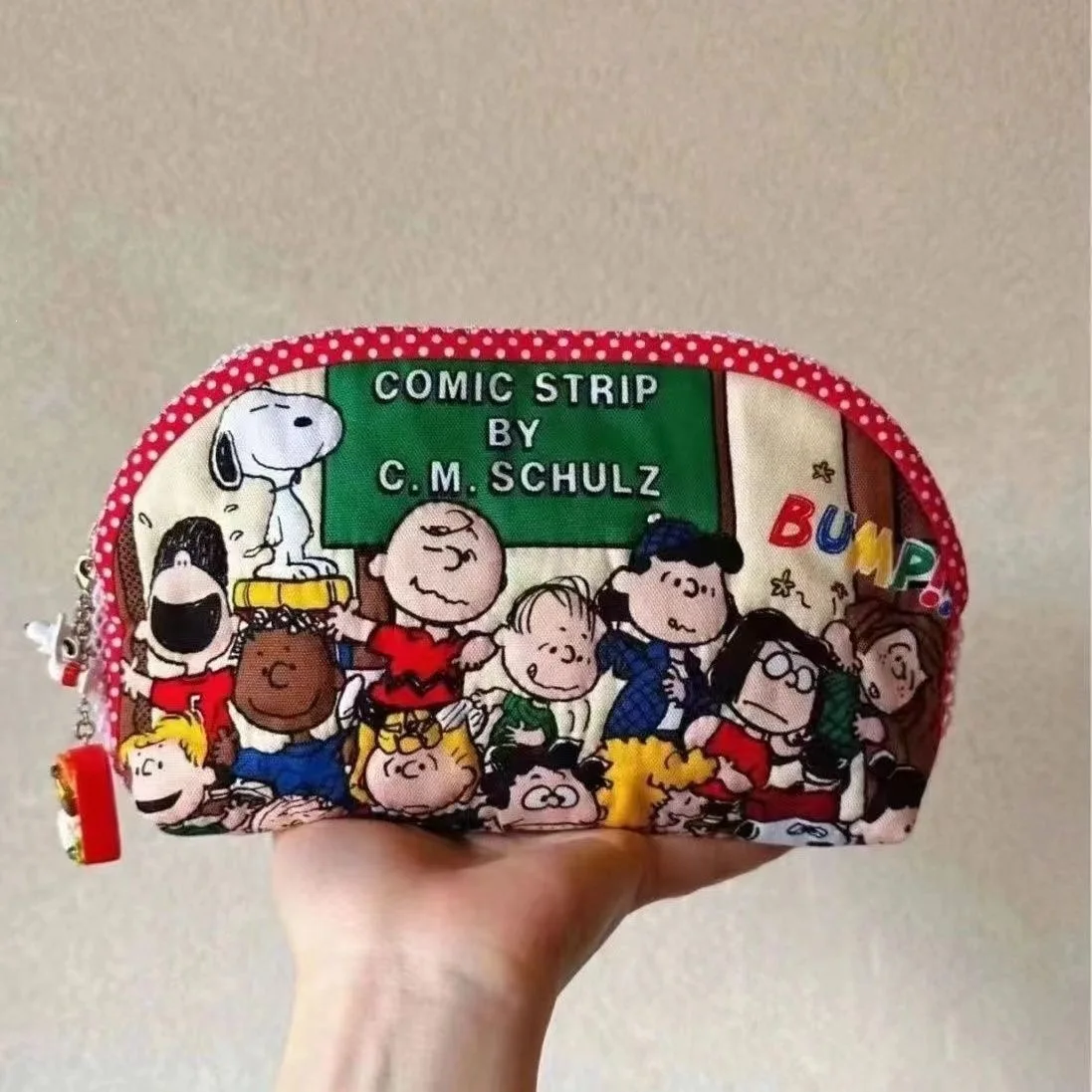 Snoopy Cartoon Print Large Capacity Pencil Case Canvas Storage Bag for Students Cute Cosmetic Pouch Travel Makeup Organizer