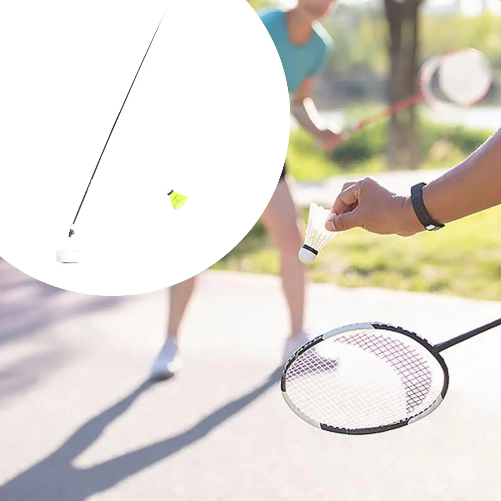 Badminton Trainer Self Study Tool Shuttlecock Badminton Trainer Equipment for Backyard Playing Indoor Beginner Exercising