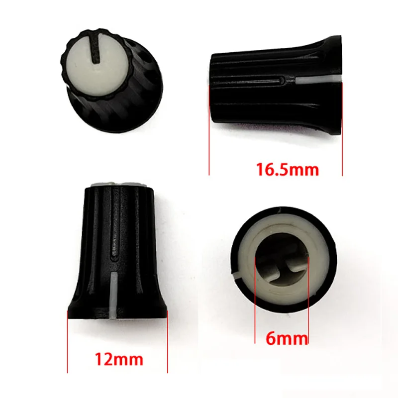 100pcs D hole potentiometer knob cap Half shaft mixer console plastic rotating cap 270 degrees 16.5*12mm