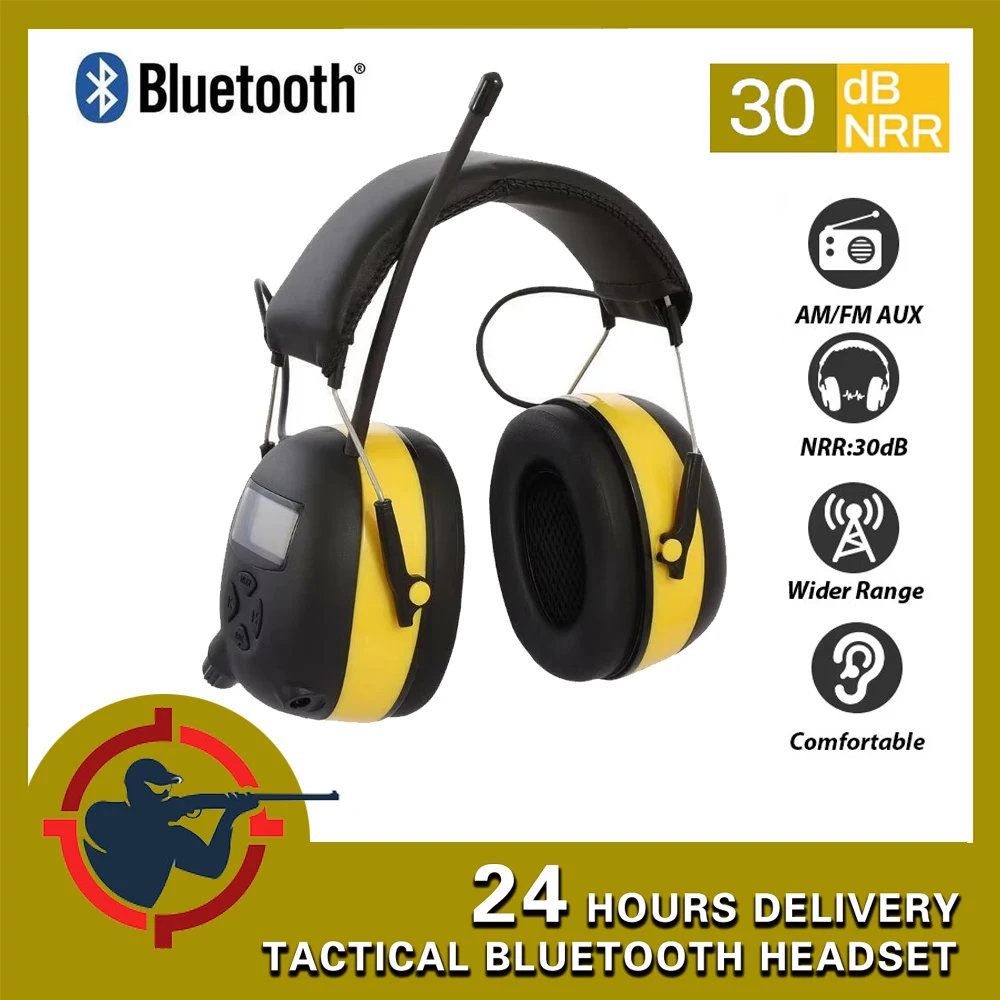 AM/FM Radio Headphones with Noise Canceling Hearing Protection and Bluetooth Calling for Work/Study/Entertainment NRR 30dB