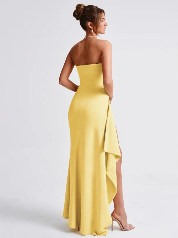 

2024 Summer Sexy Side Slit Asymmetrical Wrap around mid Waist Long Dr Polyester Fiber No Sve A-Line Silhouette