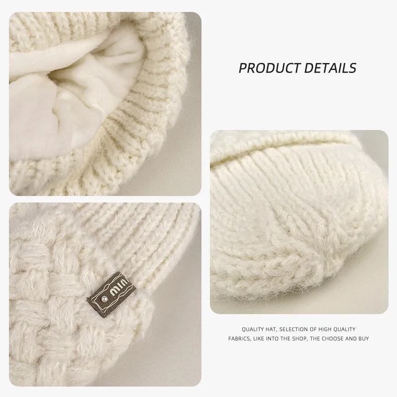 الشتاء الخريف الصوف محبوك قبعة صوفية دافئة غزل الصوف السميك يجعل الوجه يبدو أصغر، ويحافظ على الدفء ويحمي قبعة الصوف الأذن