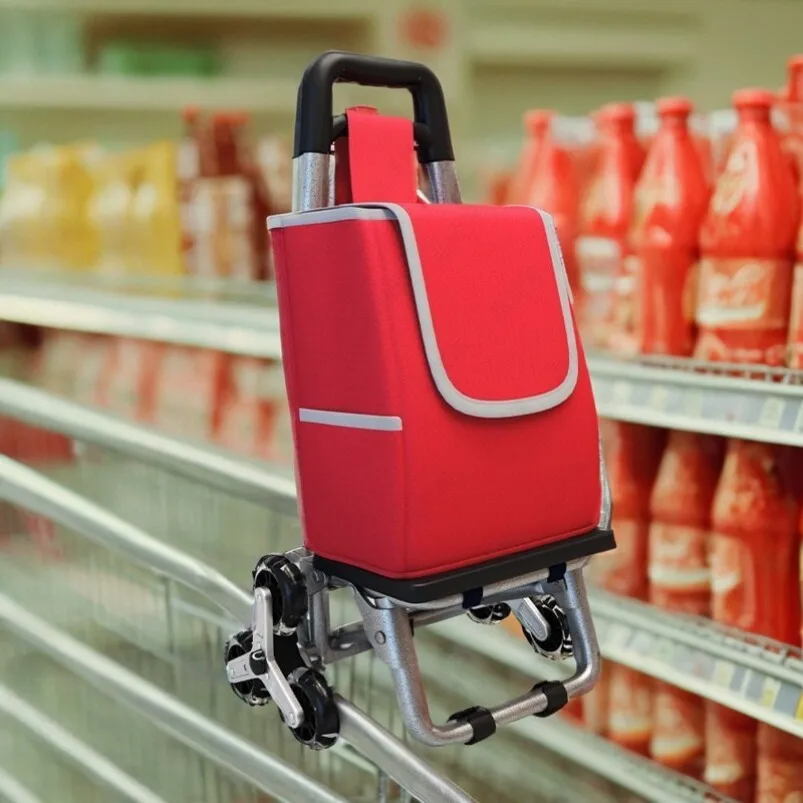 Portable Hand-Pulled Shopping Cart Stair Climbing Vegetable Buying Car Home Use Luggage Small Trailer Convenient Carry-On