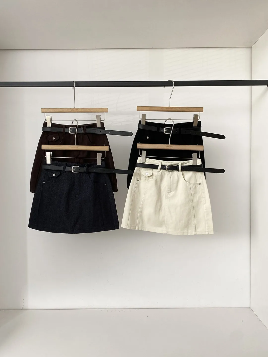 Business Commute High Waist A-Line Skirt Women's Slim Fit Belted Short Skirts Korean Style Elegant Versatile  Skirt