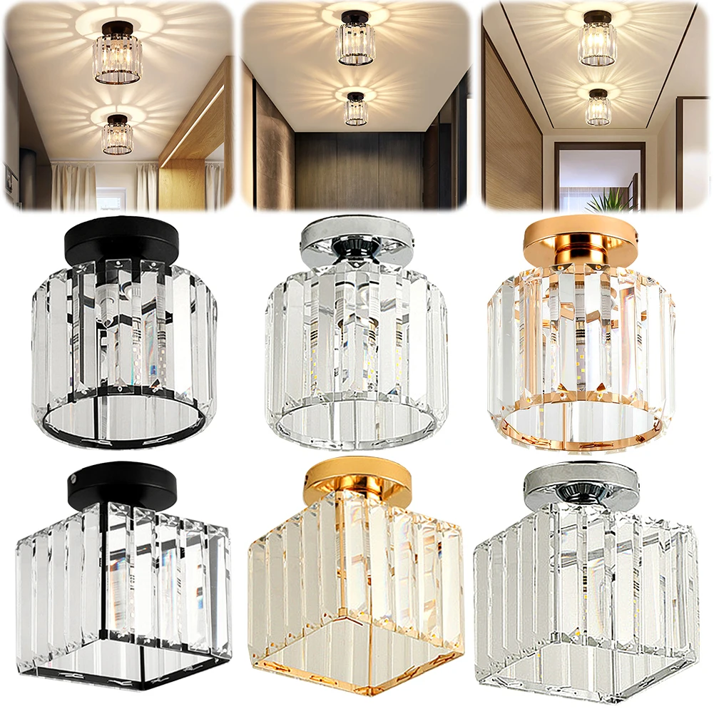 

Светодиодная люстра с 3 лампами, хрустальная потолочная лампа с цоколем E27, современная хрустальная люстра для спальни, кухни, прихожей
