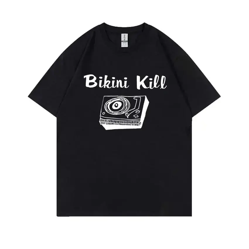 Ethan Hawkes Same Style T-shirts Bikini Kill Leave The World Behind T-shirt Punk Rock Oversized Tops Casual Loose T Shirt Unisex