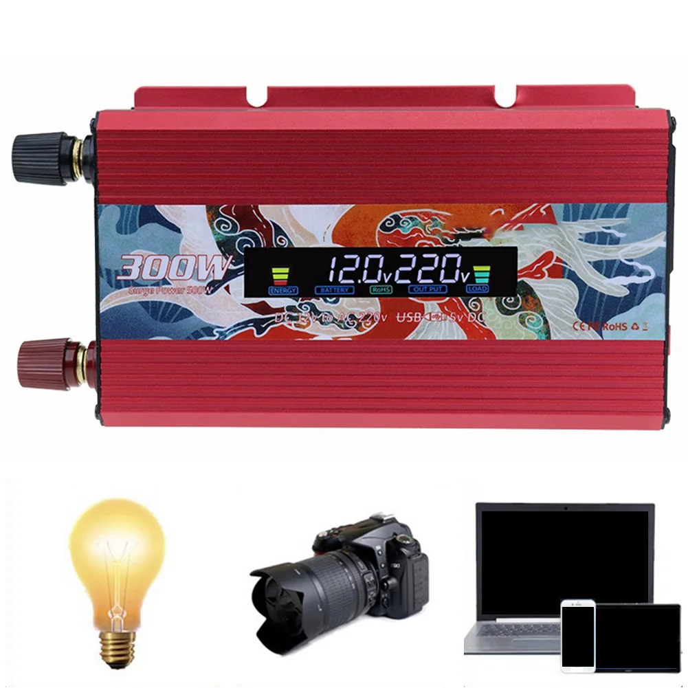Camping Activities Red 220V Solar Inverter Pure Sine Wave Inverter DC To AC Converter Advanced Drop Protection