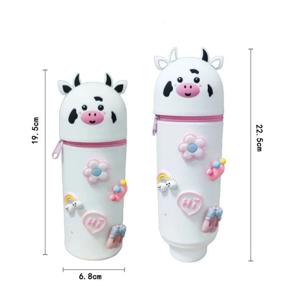 

1pc Foldable Pencil Case Silicone Dirt Resistant Animal Pencil Case Animal Shape Broken-resistant Stand up Pen Case for Students