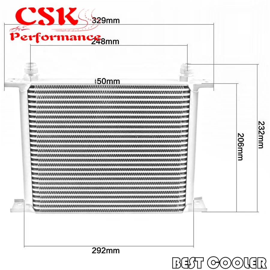 Universal 28 Row 10AN Oil Cooler W/ Fittings + 7\