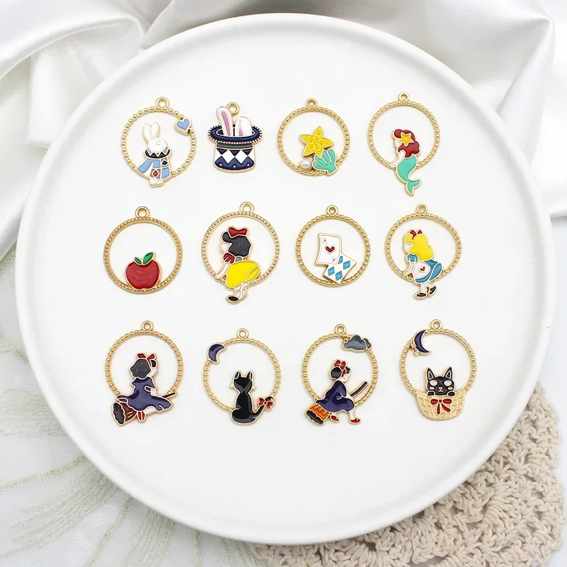 Disney Snow White Apple DIY Jewelry Accessories Glass Slipper Necklaces Pendants Earrings Charms Handmade Making