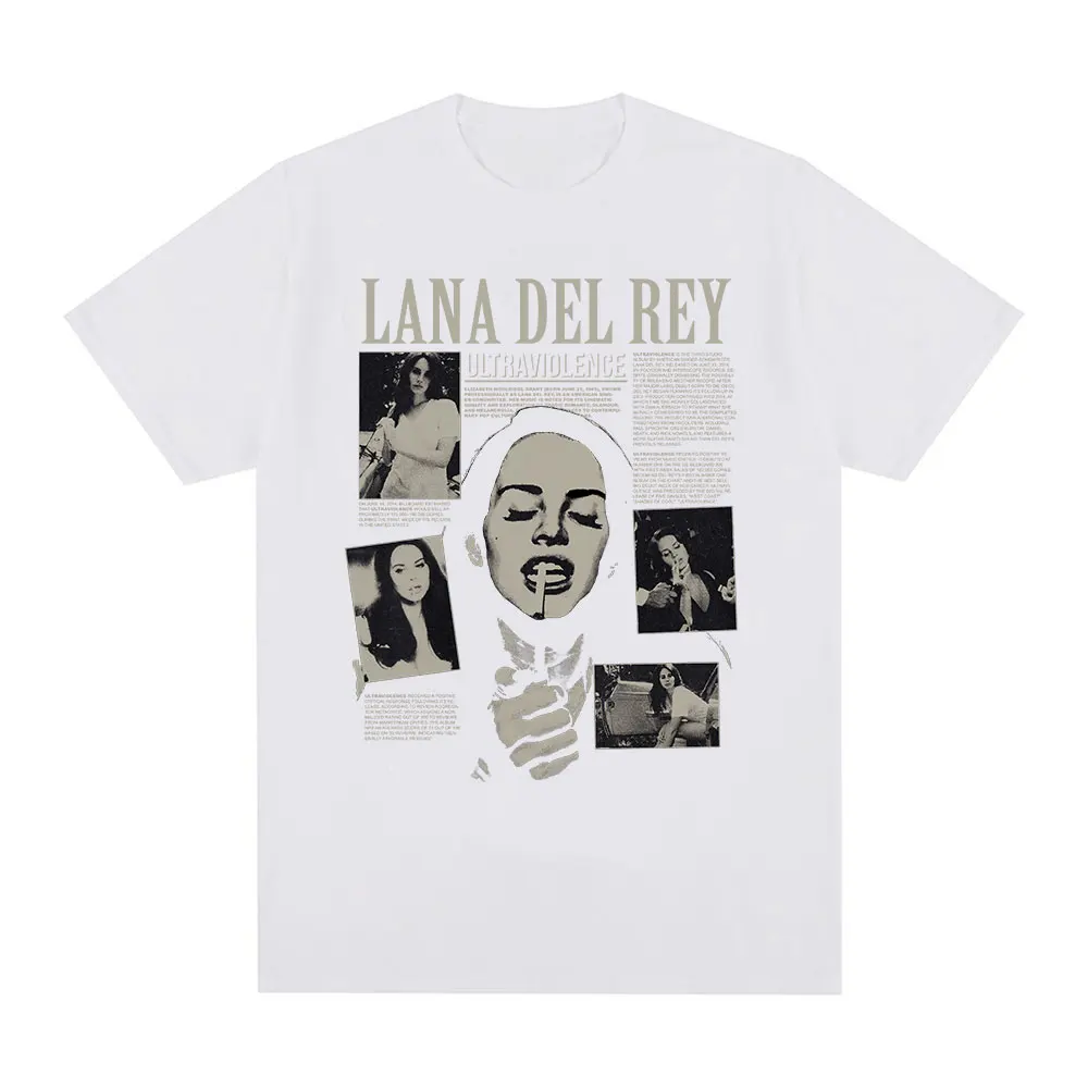 Singer Lana Del Rey T Shirt Ultraviolence Music Album T-shirt Men Women Hip Hop Vintage Short Sleeve T Shirts Gothic Streetwear