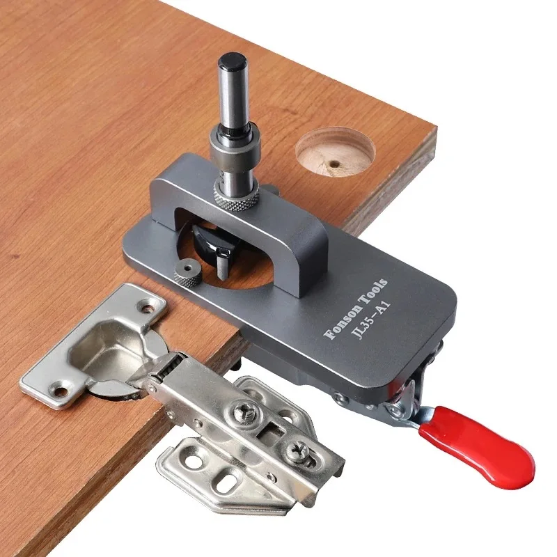 Woodworking Hole Drilling Guide Locator 35mm Hinge Boring Jig with Fixture Aluminum Plastic Hole Opener Template Door Cabinets