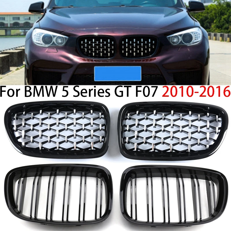 

For 2010-16 BMW 5 series GT F07 530 535 550 Car Front Kidney Grille Hood Front Bumper Radiator Silver/Black Grill Diamond Style