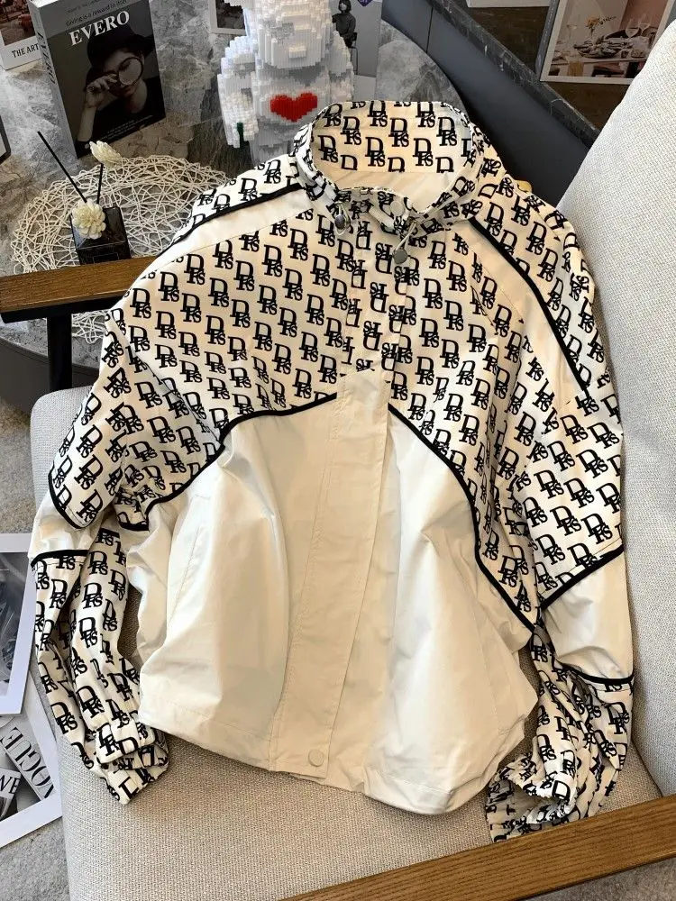 

Color Short trench coat Women's jacket Zipper cardigan Spring and autumn thin sunscreen top