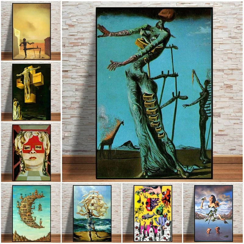 Famous Paintings Surrealism By Salvador Dali Canvas Posters and Prints Postmodernism Wall Art Pictures for Living Room Decor