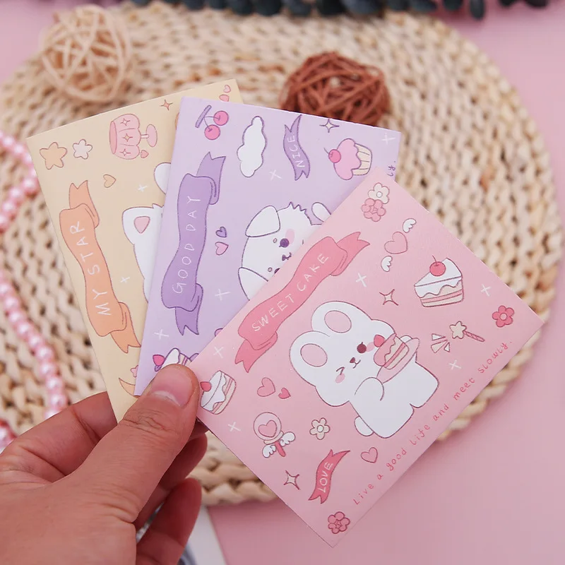 

10PCS Creative Ins Cartoon Cute Gift Card Greeting Card Bunny Bear Gift Tri-fold Holiday Card Greeting Birthday Card Blessing