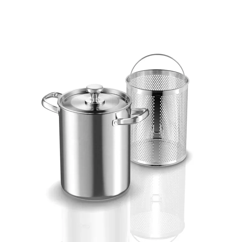 304 Stainless Steel Deep Fryer Pot with Oil Filter Basket Kitchen Cooking Pasta Boiler Large Capacity Healthy Frying Pan for