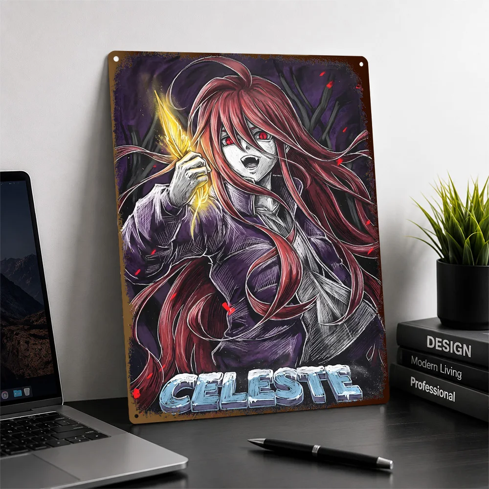 Celeste Badeline Crystal Portrait Textured Poster Personalized Aluminum Metal Sign Dark Realm Style Wall Art For Bedroom Decor