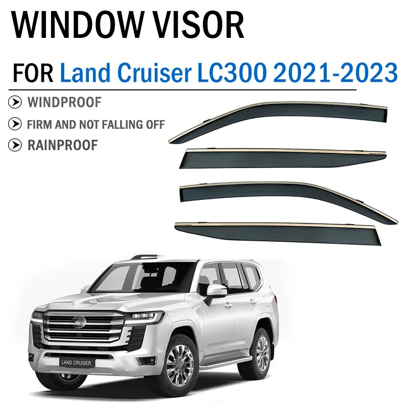 

FOR Land Cruiser LC LC300 Window Visor Deflectors Visors Shade Sun Rain Guard Smoke Cover Shield Awning Trim Car Accessories