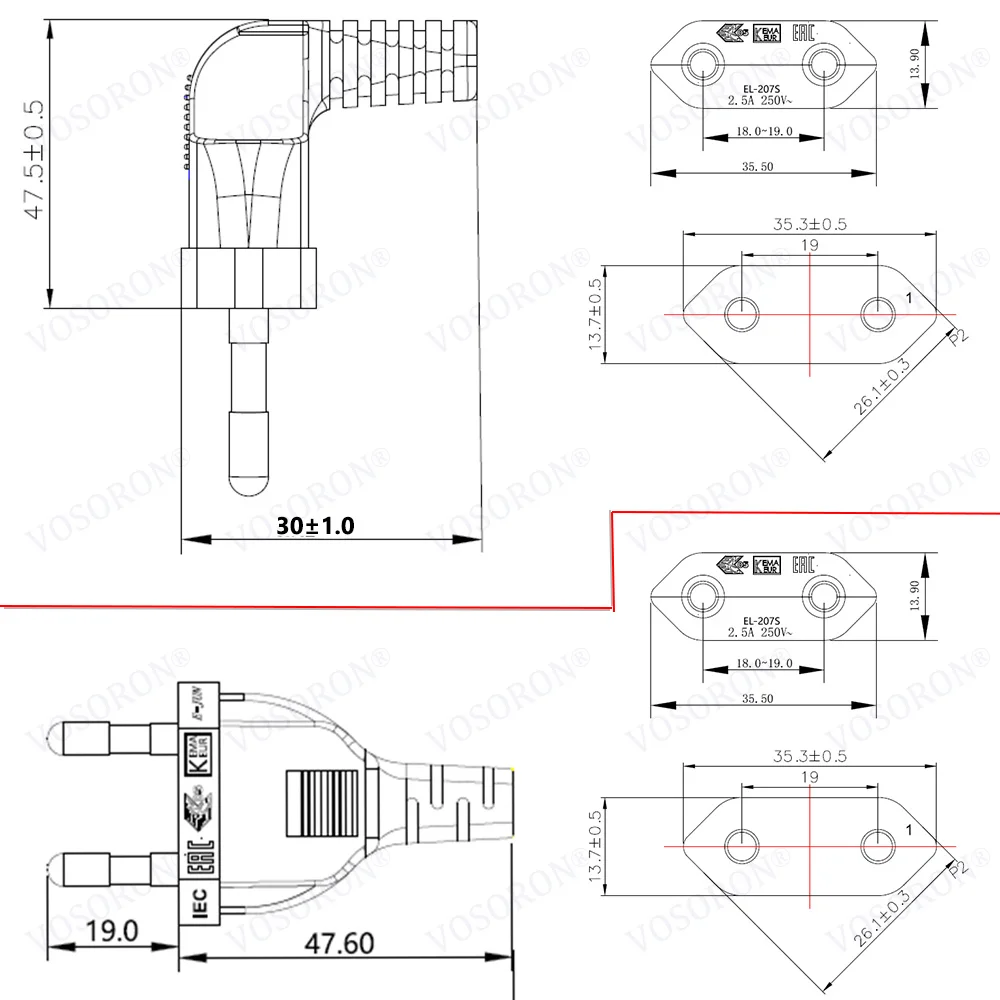 EU Schuko CEE7/16 to IEC320 C7 Angle Converter Angle Extension Cable for Samsung Philips Sony LED TV Figure8 AC Power Cord 1m~5m