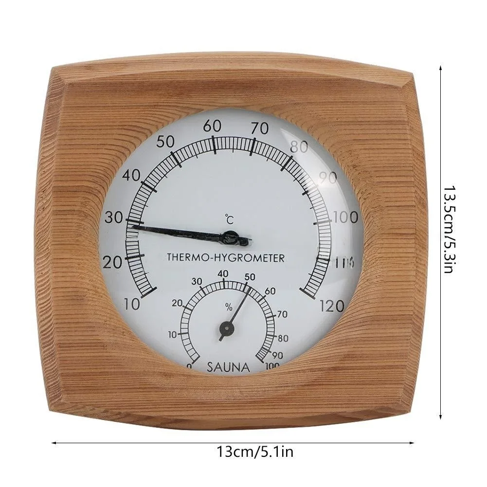 Wooden Sauna Thermometer And Hygrometer, for Cedar Wood Humidity And Temperature Gauge For Steam Room, Accurate Heat Meter With