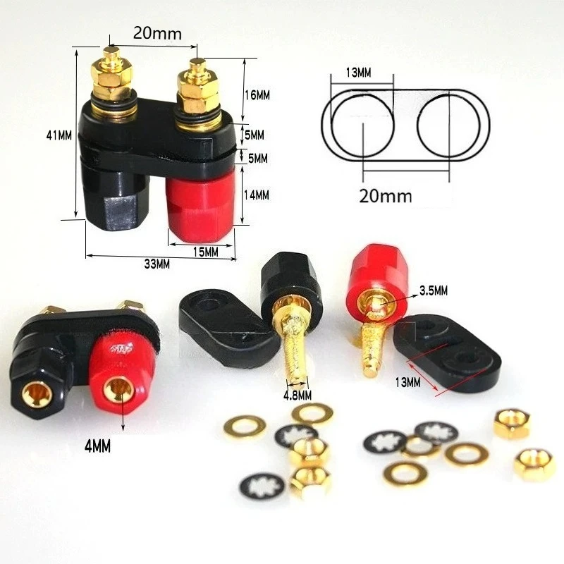 4mm Banana Socket Dual Female Amplifier Terminal Binding Post Fo Speaker Amplifier Power Supply Binding Post Red Black Connector