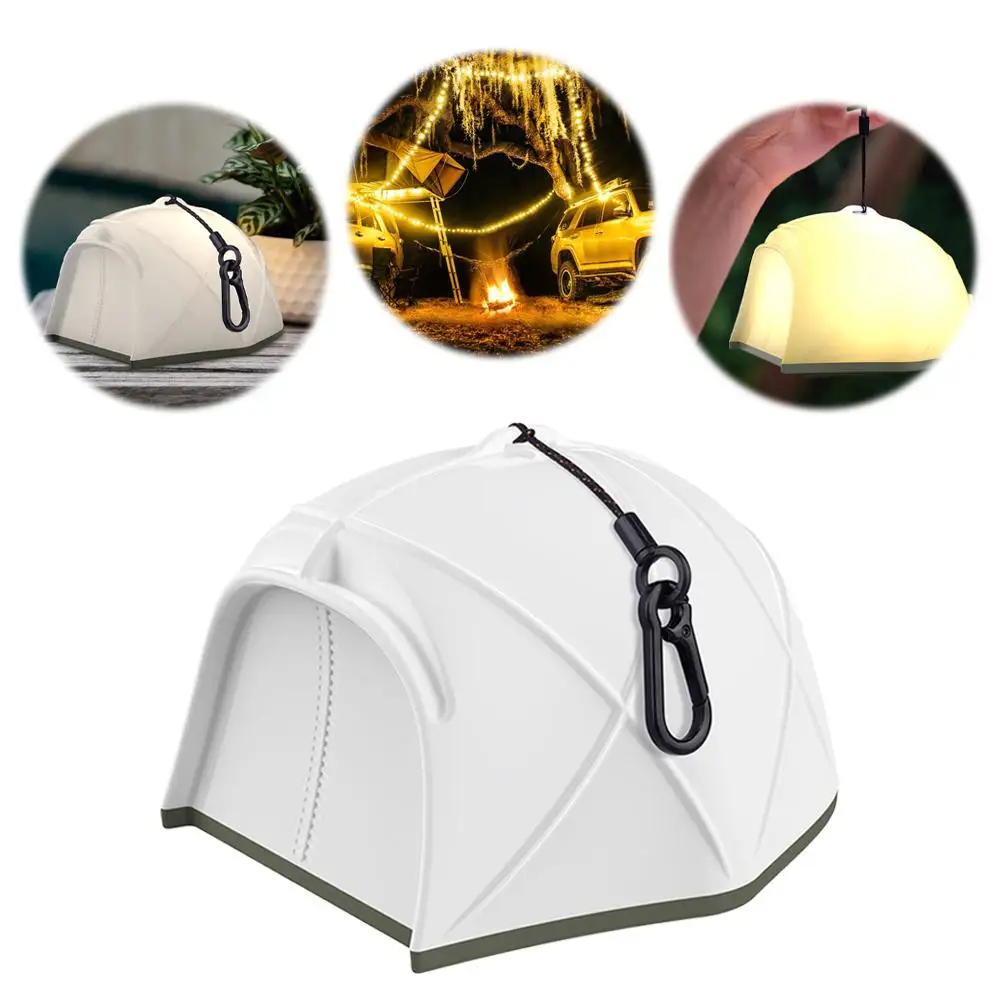 Portable Outdoor Camping Lanterns Tent Shape Colorful Lights String USB Lamp Stepless Ambient Simming Rechargeable F3P5