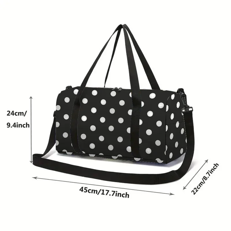 White Point Black Large Capacity Luggage Bag  for Boy and Girls Best Gifts 2D Flat Cartoon Travel Duffels Hand Bag for Children
