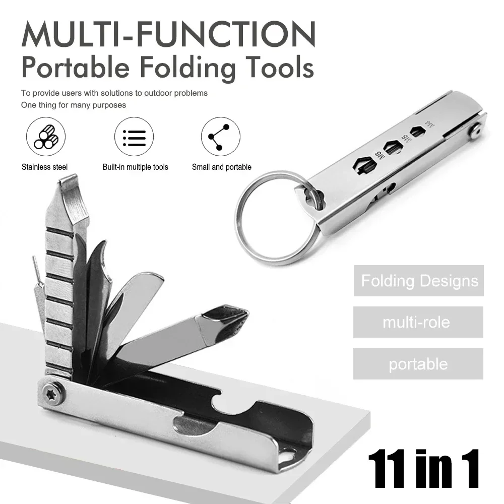 8-in-1 EDC Keychain Multitool with SIM Pin, Screwdriver, Bottle Opener for Outdoor Survival, Camping, Hiking Gear