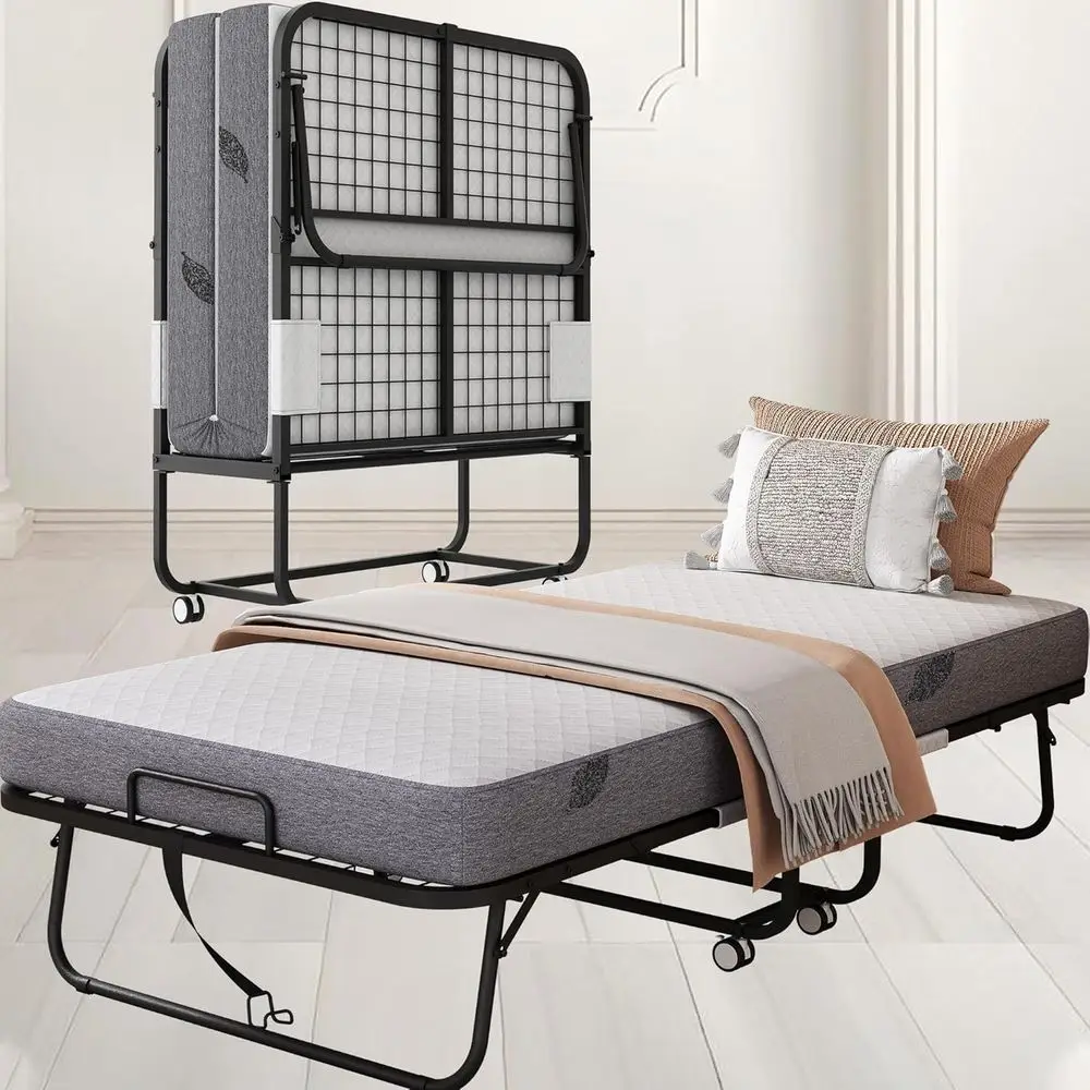 

Портативная складная кровать с матрасом из пены с эффектом памяти (5 слоев) для взрослых, идеально подходит для дома, общежитий, офисов и путешествий