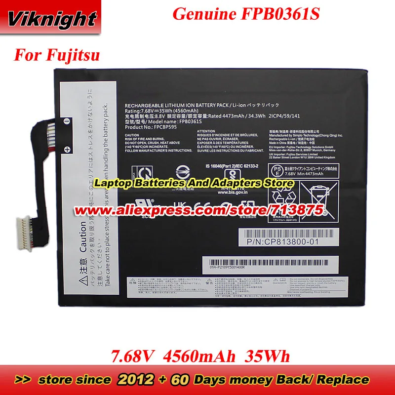 

Genuine FPB0361S Battery 7.68V 4560mAh 35Wh for Fujitsu FPCBP595 CP813800-01 Battery