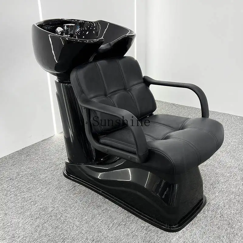 

Sitting semi-reclining shampoo hair bed barber shop special flush ceramic basin